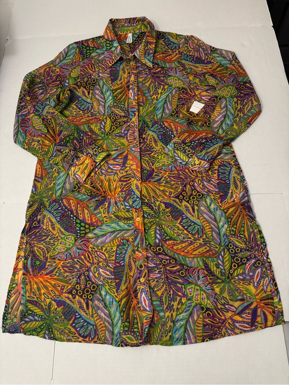 Live 4 Truth Floral Colorful Button Up Midi Shirt Dress Size XL